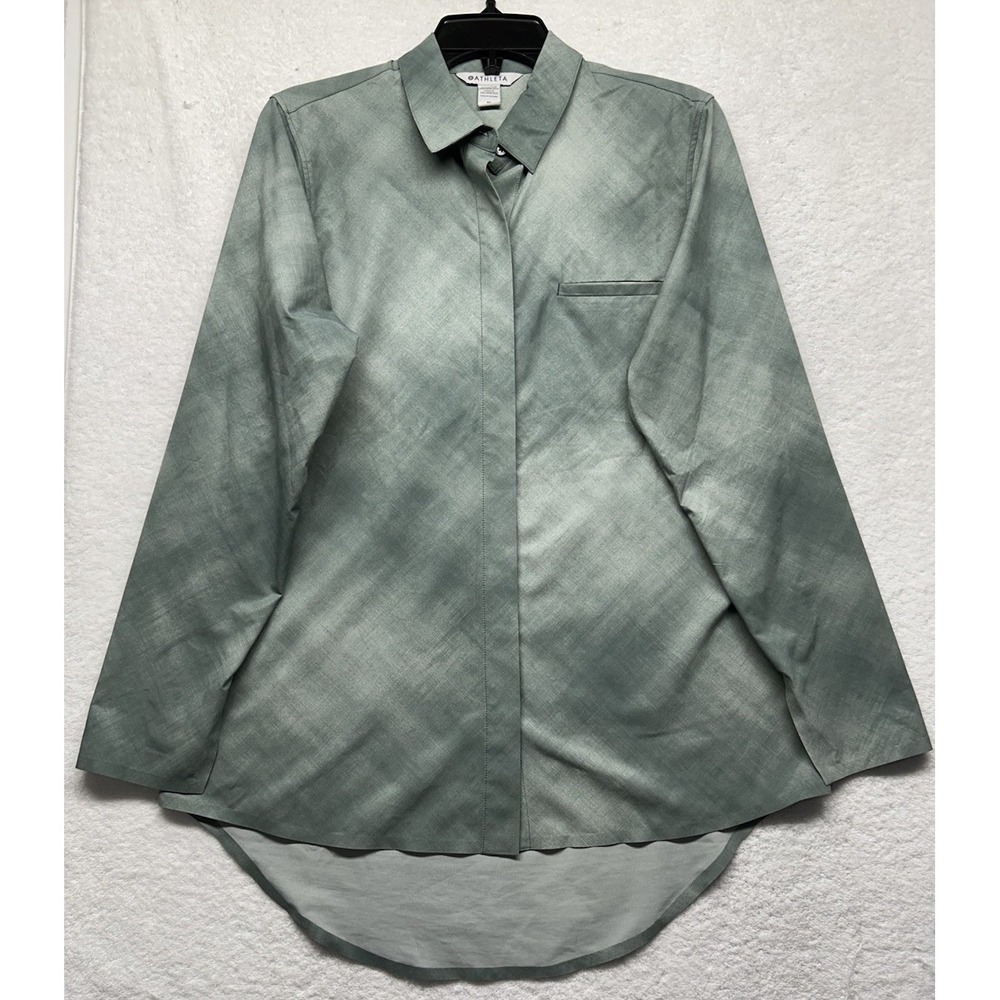Athleta Womens Size M Green Long Sleeve Button Down Urbanite Top (M7)